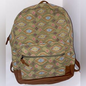 No Boundaries Aztec Patterned Backpack with Brown Accents Bookbag